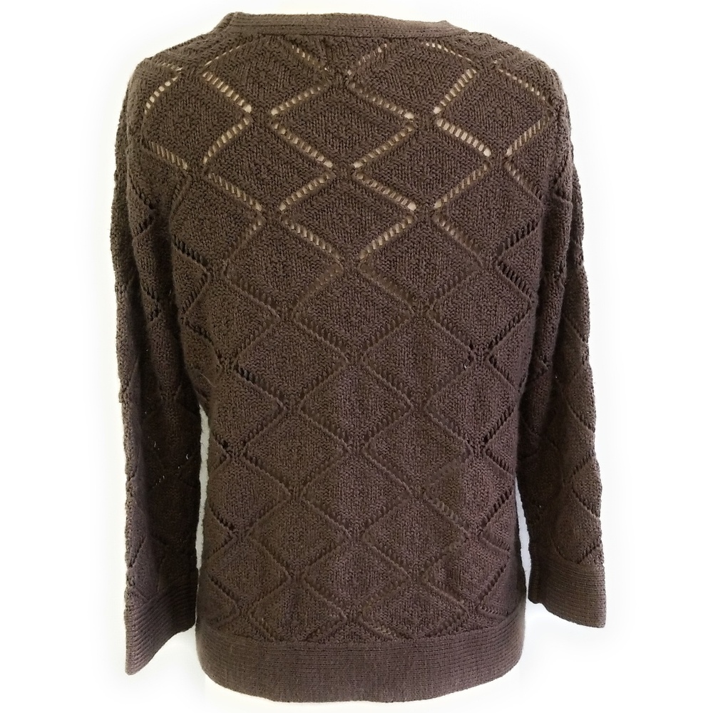 MISSGUIDED Brown 3/4 Sleeve Open Knit Sweater M - Picture 5 of 8